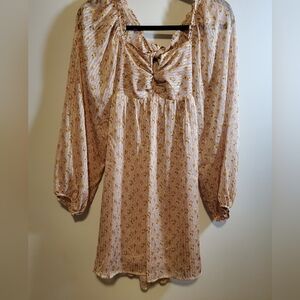 Storia Floral Print Women's Mini Dress With Bishop Sleeves